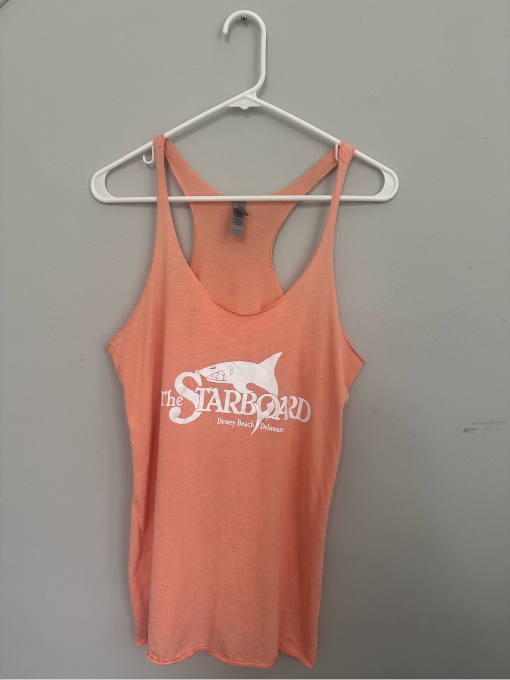 Next Level Apparel Coral/Peach Racerback Tank with Shark Logo
